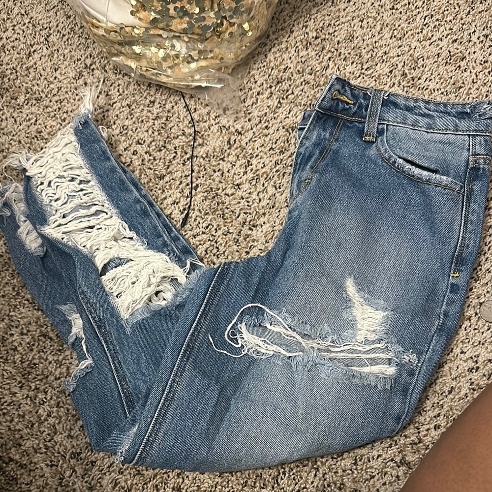 Distressed Blue Jeans